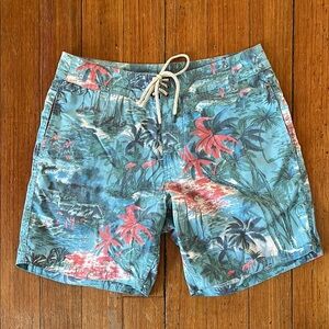 Faherty Hawaiian Tropical Blue Board Shorts